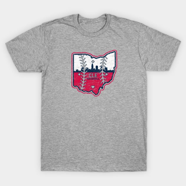 Vintage Cleveland Baseball Ohio State Map T-Shirt by TeeCreations